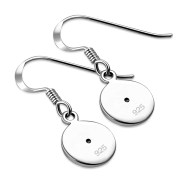 Black Onyx Round Silver Earrings - e360